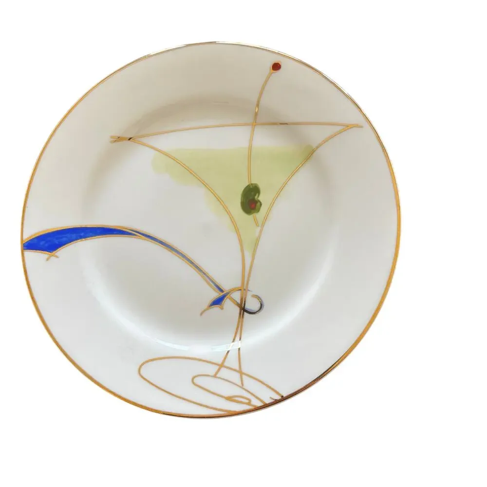 Vintage Pier 1 ceramic canapé plates with matching cocktail napkins set of 4